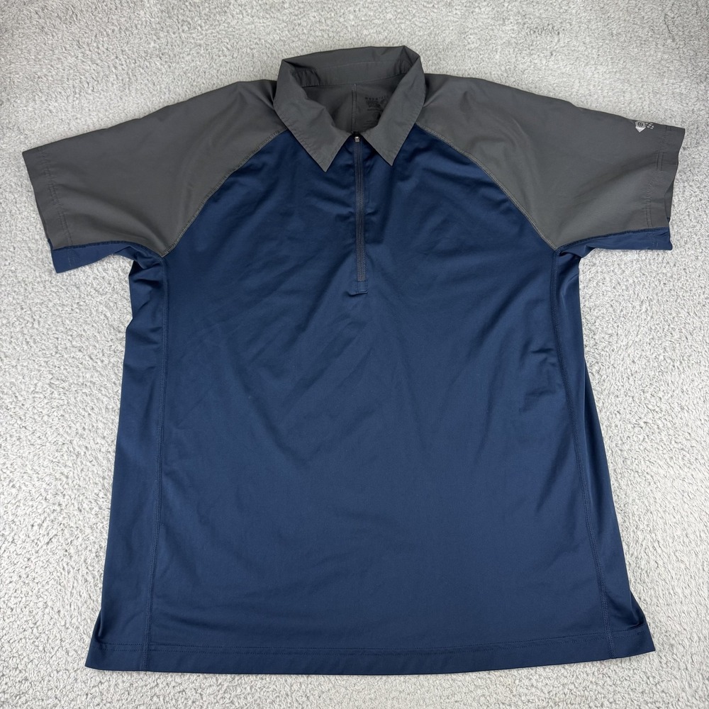Mountain Hardwear Shirt Mens‎ Large Blue Gray Short Sleeve Hiking Polo OM4630